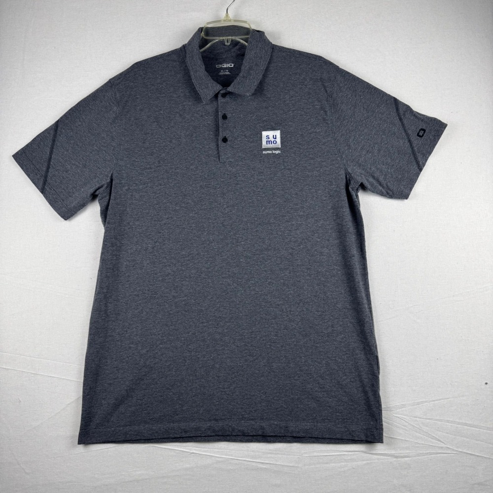 OGIO Mens XL Gray Sumo Logic Embroidered Short Sleeve Performance Polo Shirt